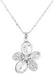 Pami Accessories Colier floare cu cristale Swarovski placat cu aur alb, CLC-100, 38 + 3 cm, Argintiu