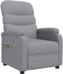 vidaXL Fotoliu de masaj electric rabatabil, gri deschis, textil (3073694)
