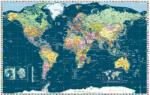 Stiefel Föld országai térkép trendi színezéssel, fóliás-fémléces. A Világ politikai térképe, világ országai falitérkép 122x80 cm