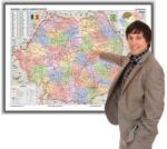  Harta administrativă a României în ramă de aluminiu, foam