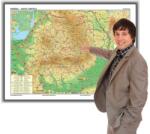  Harta turistică a României în ramă de aluminiu, foam