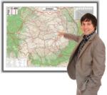  Harta rutieră a României în ramă de aluminiu, foam