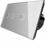 LIVOLO Intrerupator dublu + dublu Livolo vl-c702c702-15 cu touch din sticla Gri (vl-c702/c702-15)