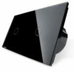 LIVOLO Intrerupator simplu + simplu Livolo vl-c701c701-12 cu touch din sticla Negru (vl-c701/c701-12)