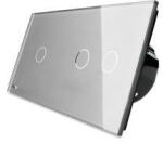 LIVOLO Intrerupator simplu + dublu Livolo vl-c701c702-15 cu touch din sticla Gri (vl-c701/c702-15)