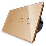 LIVOLO Intrerupator simplu + dublu Livolo vl-c701c702-13 cu touch din sticla Auriu (vl-c701/c702-13)