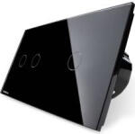 LIVOLO Intrerupator dublu + simplu Livolo vl-c702c701-12 cu touch din sticla Negru (vl-c702/c701-12)
