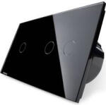 LIVOLO Intrerupator simplu + dublu Livolo vl-c701c702-12 cu touch din sticla Negru (vl-c701/c702-12)