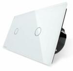 LIVOLO Intrerupator simplu + simplu cu touch Livolo vl-c701c701-11 din sticla Alb (vl-c701/c701-11)