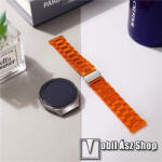  Okosóra szíj - szilikon, rozsdamentes acél csatos - ÁTTETSZŐ NARANCSSÁRGA - 185mm hosszú, 20mm széles - SAMSUNG Galaxy Watch 42mm / Xiaomi Amazfit GTS / Galaxy Watch3 41mm / HUAWEI Watch GT 2 42mm / G
