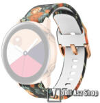  Okosóra szíj - szilikon - RÓZSA MINTÁS - 86mm+128mm hosszú, 22mm széles - SAMSUNG Galaxy Watch 46mm / Watch GT2 46mm / Watch GT 2e / Galaxy Watch3 45mm / Honor MagicWatch 2 46mm