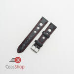  Curea piele GRAND PRIX fibra carbon neagra, cusături roșii 24mm - 37854 - ceas-shop