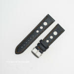  Curea piele GRAND PRIX fibra carbon neagra, cusături portocalii 22mm - 37856 - cureaceas
