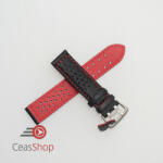  Curea perforata neagra cu cusătură roșie 24mm - 3805324