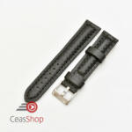  Curea piele tip fibra carbon neagră, cusătură neagră, căptușită 18mm - 3741811 - ceas-shop