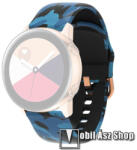  Okosóra szíj - szilikon - KÉK TEREPMINTÁS - 86mm+128mm hosszú, 22mm széles - SAMSUNG Galaxy Watch 46mm / Watch GT2 46mm / Watch GT 2e / Galaxy Watch3 45mm / Honor MagicWatch 2 46mm
