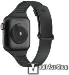  Okosóra szíj - FEKETE - szilikon - 116mm + 95mm hosszú - Apple Watch Series 1/2/3 42mm / 4/5/6/SE 44mm / 7/8 45mm / 10 46mm / Ultra / Ultra 2 49mm