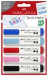 Faber-Castell Blister 5 markere textile rosu-albastru