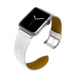 BSTRAP Leather Italy curea pentru Apple Watch 38/40/41mm, White (SAP001C04)