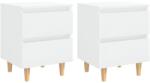 vidaXL Noptiere & picioare lemn pin 2 buc. alb extralucios 40x35x50 cm (805864)