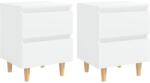 vidaXL Noptiere cu picioare lemn masiv pin, 2 buc. , alb, 40x35x50 cm (805852)