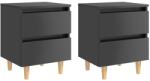 vidaXL Noptiere & picioare lemn pin 2 buc. gri extralucios 40x35x50 cm (805868)