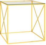 vidaXL Masă de cafea, auriu, 55x55x55 cm, oțel inoxidabil și sticlă (289022) Masa de cafea
