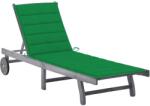 vidaXL szürke tömör akácfa kerti napozóágy párnával (3061364) - vidaxl