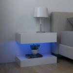 vidaXL Noptiere cu LED, 2 buc. , alb, 60x35 cm, lemn prelucrat (3079680)