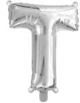  Ezüst színű, betű alakú fólia lufi, léggömb - T