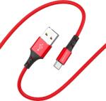 BOROFONE BX20 microUSB kábe, szövet, 2A, 1m, piros