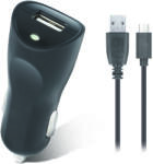 Setty autós töltő (microUSB kábel), 2 USB port, 2A, fekete