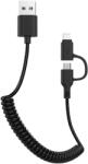 Awei CL-53 2in1 kábel (microUSB + lightning), csavart, 1m, fekete