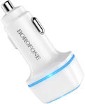BOROFONE BZ14 autós töltő (2xUSB port), 5V 2.4A, fehér