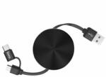 hoco. U23 2in1 kábel (microUSB + type-C), lapos, behúzható, 2A, 0, 9m, fekete