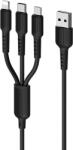 BOROFONE BX16 3in1 kábel (microUSB + type-C + lightning), 1M, fekete