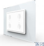 LIVOLO Intrerupator cvadruplu cap scara-cap cruce Livolo wireless cu touch rama din sticla Alb (vl-fc4sr-3wp-11)