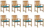 vidaXL 8 db tömör akácfa kerti szék párnákkal (3078170/71/72/73/74/75/76/77/78/79)