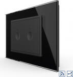 LIVOLO Intrerupator dublu cap scara-cap cruce Livolo wireless cu touch rama din sticla Negru (vl-fc2sr-3bp-12)