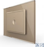 LIVOLO Intrerupator simplu cap scara-cap cruce Livolo wireless cu touch rama din sticla Auriu (vl-fc1sr-3ap-13)