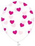 PartyDeco Balon - Taransparent cu inimioare roz