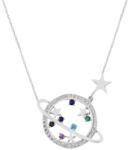 BeSpecial Colier argint planeta Saturn Star cu zirconii placat cu rodiu (CTU0154)