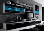  Холна секция Leo 250 cm c Led осветление бяло и супер черен гланц HG
