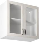 TEMPO KONDELA Felsőszekrény üveggel, fehér/sosna északi, ROYAL G80S