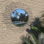 vidaXL Oglindă de perete de grădină, negru, 80 cm, raze de soare (275612) - izocor