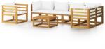 vidaXL Set mobilier de grădină cu perne, 7 piese, crem, lemn masiv acacia (3057660)