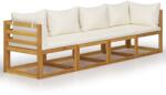 vidaXL Canapea de grădină 4 locuri cu perne, crem, lemn masiv acacia (3057639) - comfy