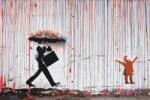  Festés számok szerint - Banksy - Színpompás eső Méret: 40x60cm, Keretezés: Keret nélkül (csak a vászon)