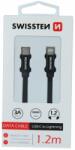 SWISSTEN USB-C/Lightning 1.2m fonott adatkábel - Fekete
