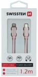 SWISSTEN USB-C/Lightning 1.2m fonott adatkábel - rózsaszín